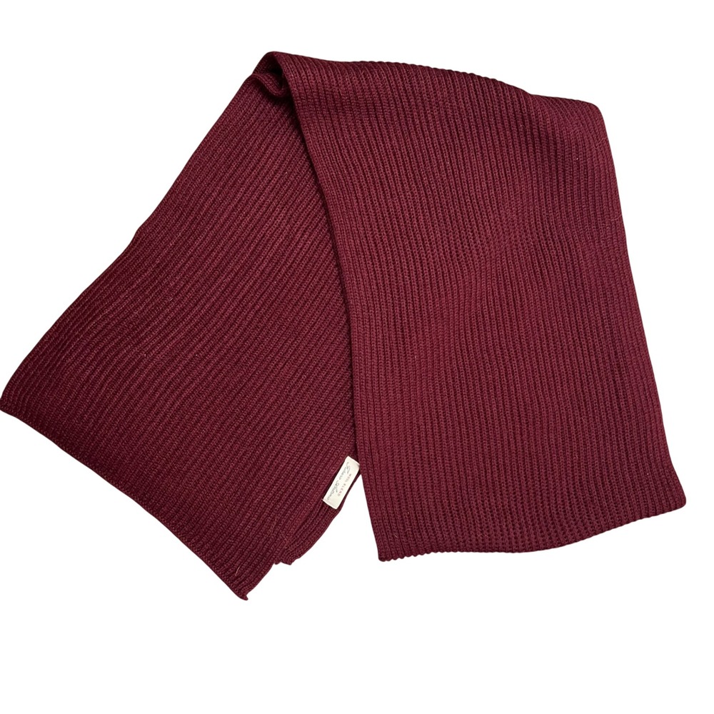 Fusaro Antonio Burgundy Ribbed Wool Blend Knit Scarf Extra Long 83x12 S1070780